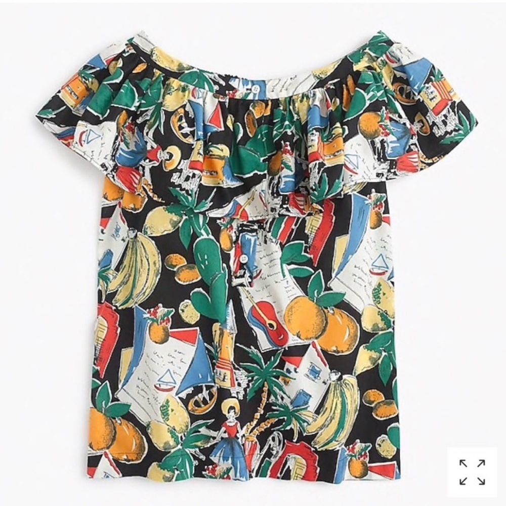 J. Crew NWT postcard Multicolor Tropical Print shirt